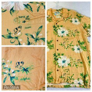 Vintage BIG DOG Mens M Orange Yellow Hawaiian Short Sleeve Button Casual Shirt